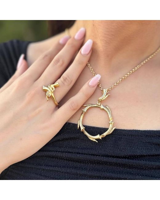 Unaloe Metallic Plated Statement Ring For – Sculptural Floral Botanical Design, Handmade Artisan Jewelry Gift