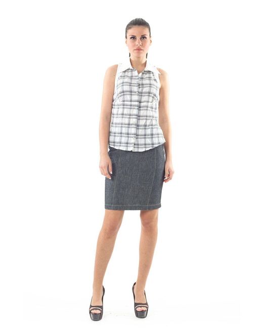 Conquista Blue Sleeveless Check Shirt