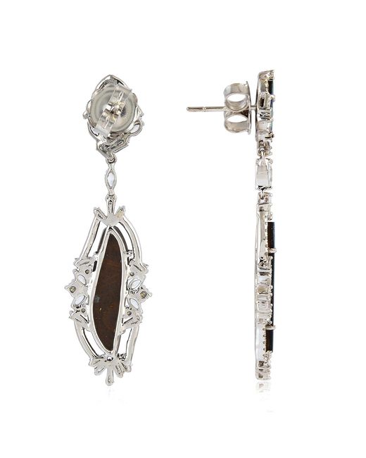 Artisan Blue 18k White Gold Diamond Opal Doublet Sapphire Dangle Drop Earring