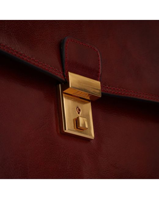 Time Resistance Red Leather Briefcase for men