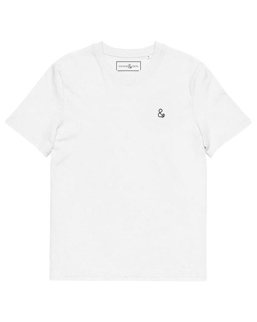 Anchor and Crew White Ampersand Signature Organic Cotton Embroidered T-Shirt for men