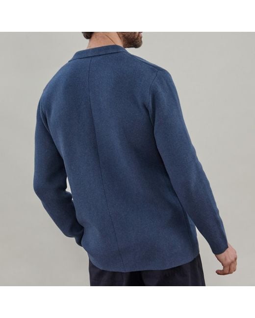 Paul James Knitwear Blue Cotton Deconstructed Knitted Gabriel Blazer for men