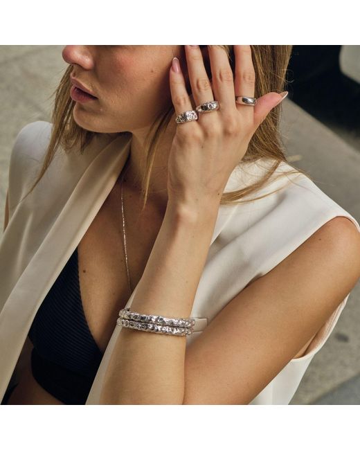 LINYA JEWELLERY Metallic Deka Amorphous Rectangular Shiny Ring