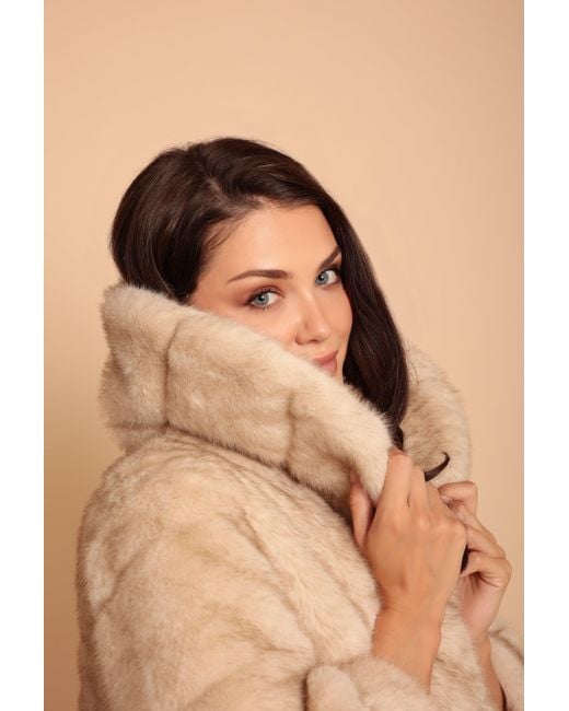 Santinni Natural Neutrals 'Hollywood' Faux Fur Coat