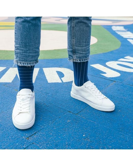 Peper Harow - Made in England Blue Dash Socks for men