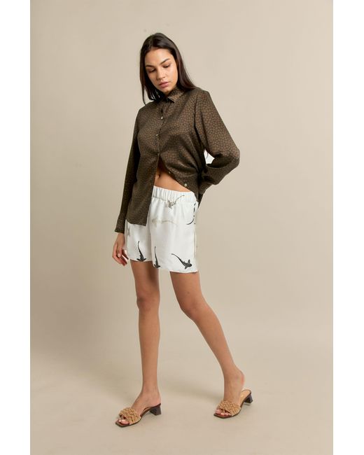 Lily Rou White Silk Mara Relaxed Shorts