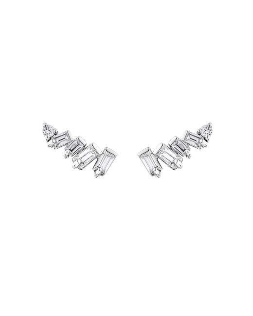 SALLY SKOUFIS Metallic Baguette Ear Climber With Made Cz Diamond Stimulant