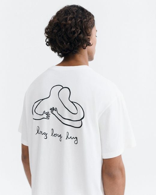 Thinking Mu White Hug Aaron Long T-Shirt for men