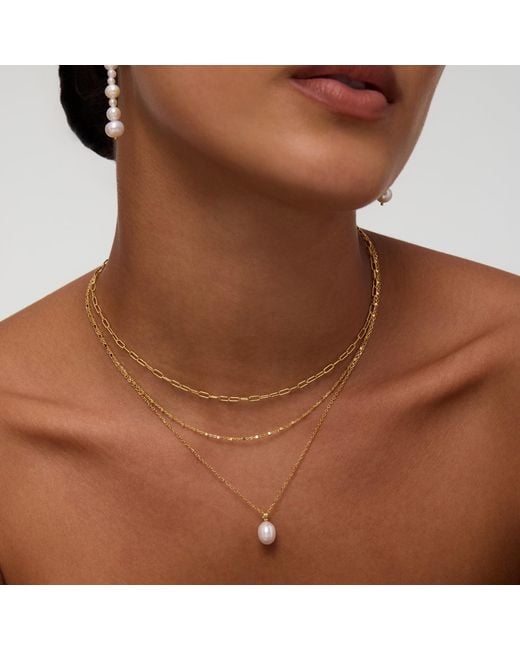 Vanhi Metallic Mini Paperclip Double Chain Necklace