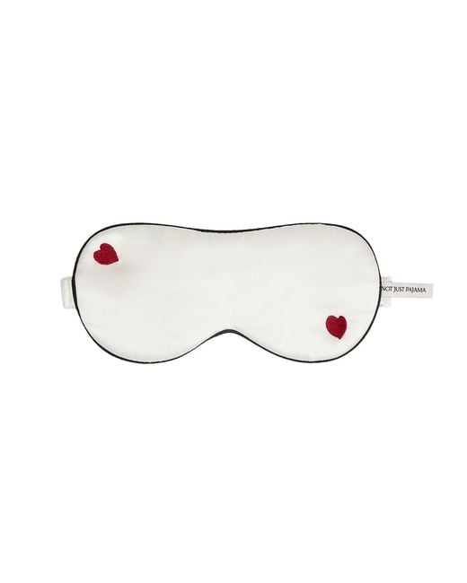 NOT JUST PAJAMA White Little Heart Silk Sleeping Eye Mask