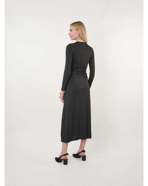 John Abgin Black Jersey Ruched Cross Body Maxi Dress