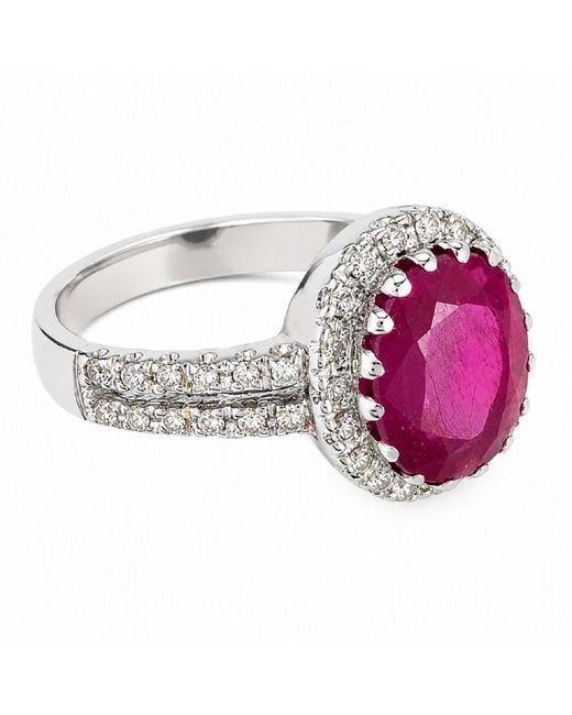 Artisan White 18K Round Ruby & Diamond Halo Ring