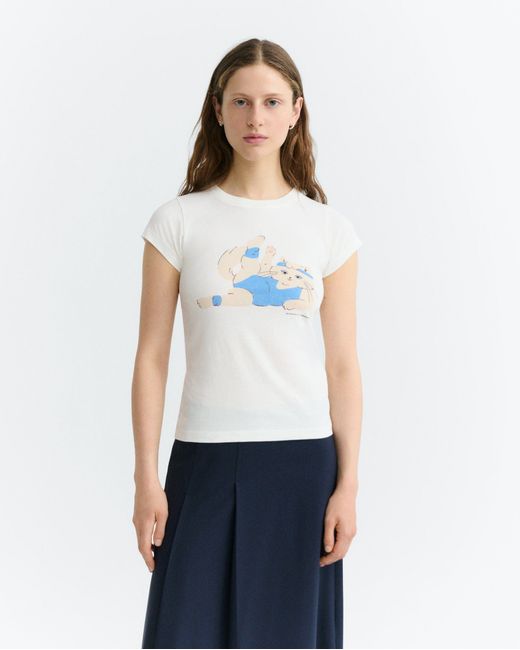 Thinking Mu White Meowrobics Mirna Slim T-Shirt
