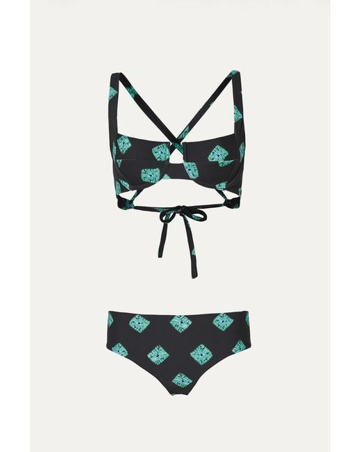Par Y Escala Sl Green Agus Print Underwired Balconette Bikini Top