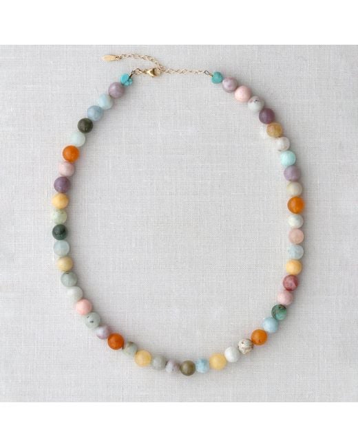 Kris Nations Metallic Mixed Gemstone Baller Beaded Necklace