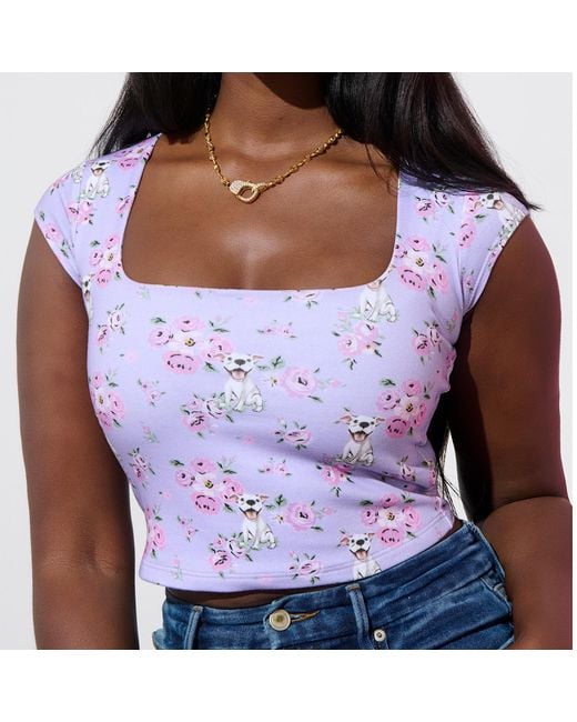 Cloud Haven Pink Smiling Pit Square Neck Tee
