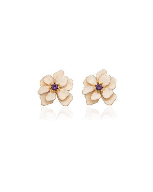 Milou Jewelry Natural Cream Violetta Flower Earrings