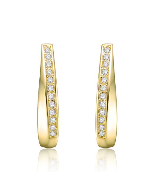 Genevive Jewelry Metallic Plated With Clear Cubic Zirconia Hoop Earrings