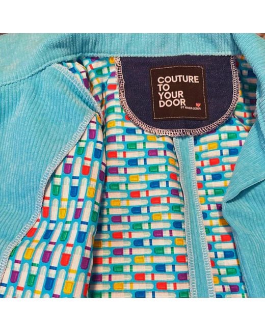 Couture to Your Door Blue Corduroy Upcycled Denim Jacket
