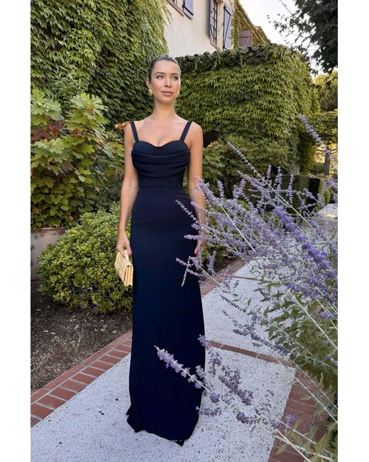 POST MERIDIEM Black Maxi Dress With Gathered Bodice
