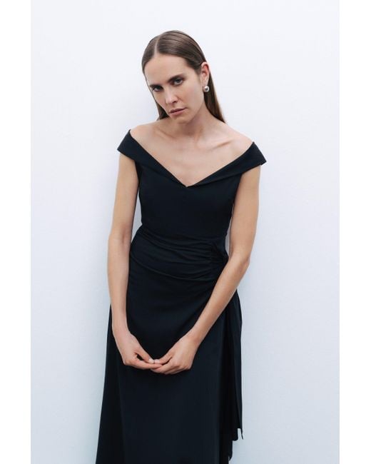 Nocturne Black Tie Detail Midi Dress