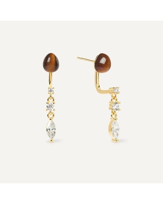 Freqnc Atelier Metallic Serpent Earrings Moonstone Ear Jackets