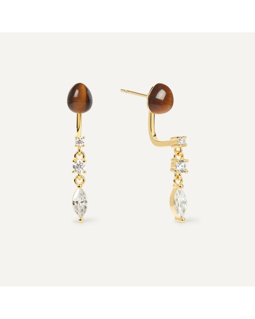 Freqnc Atelier Metallic Snake Ear Jacket Earrings With Amethyst