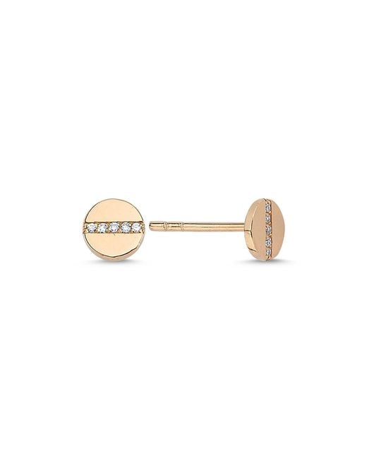 Ecce | Artisan Diamonds White 14K Single Solid Tiny Line Diamond Round Earring