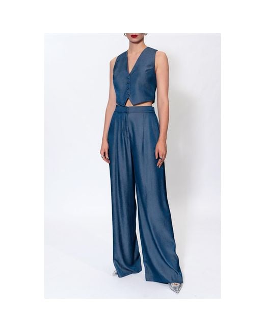 AGGI by HALEWSKI Blue Ophelie Denim Wide Suit Trousers