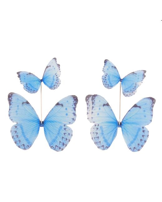 Oana Savu Blue Light Silk Butterfly Earrings Sterling Bridesmaids Earrings