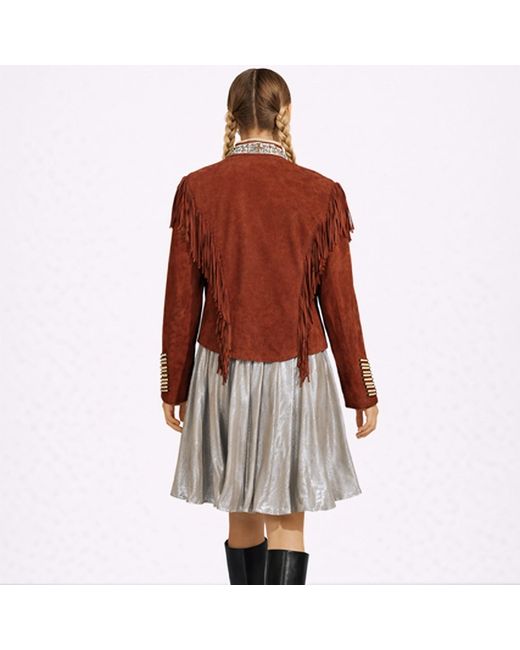 Zasta Studio Red Warrior Suede Leather Jacket With Fringes