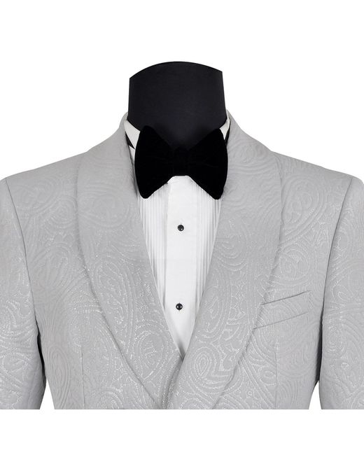 DAVID WEJ Gray Neutrals Kensington Double Breasted Shawl Lapel Jacquard Blazer for men