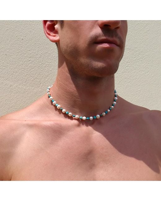 Mineralgems•Studio Blue And Pearl Necklace Fail for men