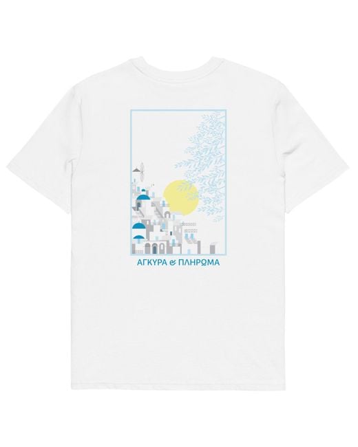Anchor and Crew White Santorini Landmark Organic Cotton T-Shirt for men