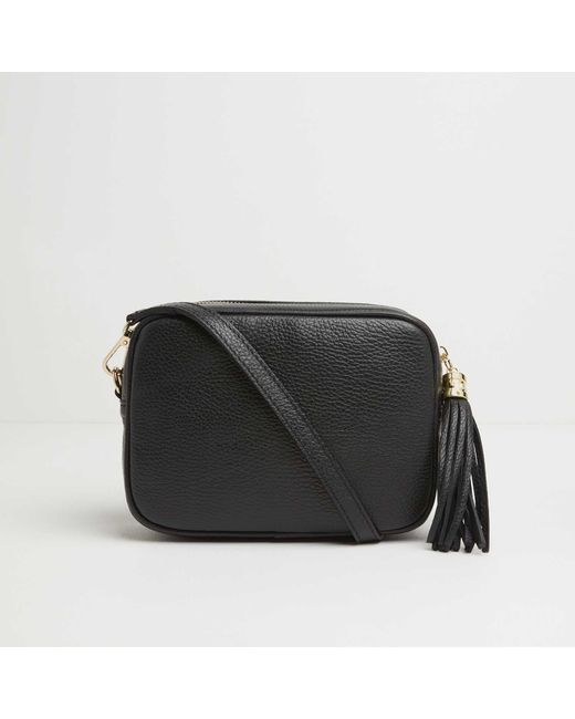 Betsy & Floss Black Verona Crossbody Tassel Bag With & Chevron Strap