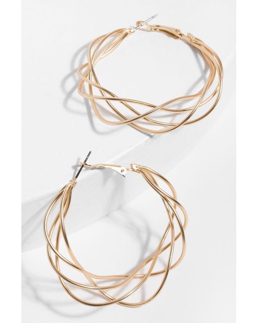 Saachi White Multi Surface Hoop Earring