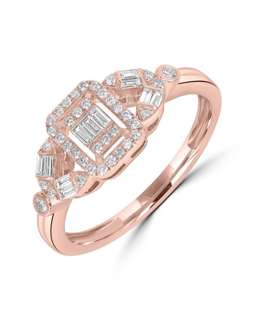 Artisan Pink Rose Geometric Diamond Cluster Ring