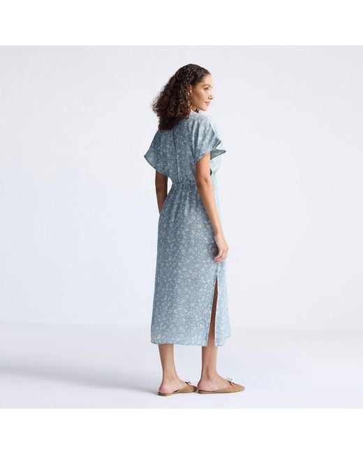 REISTOR Blue Gathered Maxi Dress