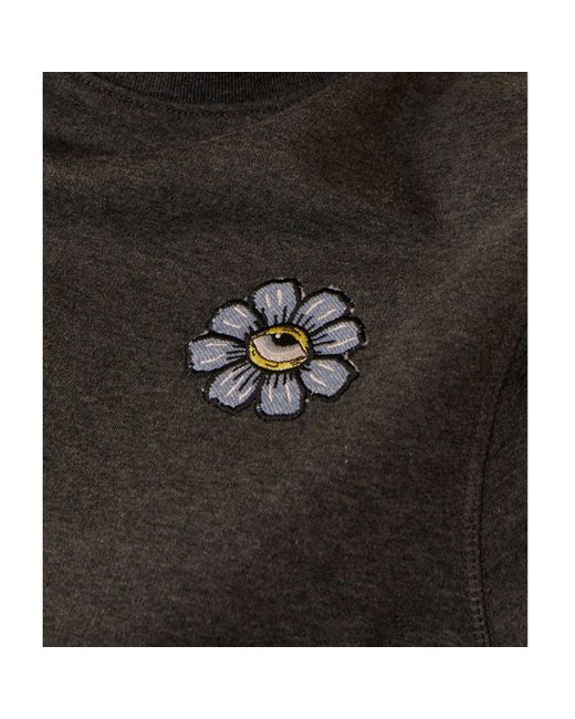 INGMARSON Gray Blue Eyed Flower Upcycled Appliqué Sweatshirt for men