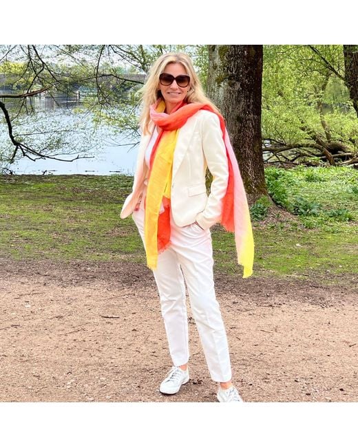 Heritagemoda Red Handmade Ombré Tie-Dye Linen Scarf – And