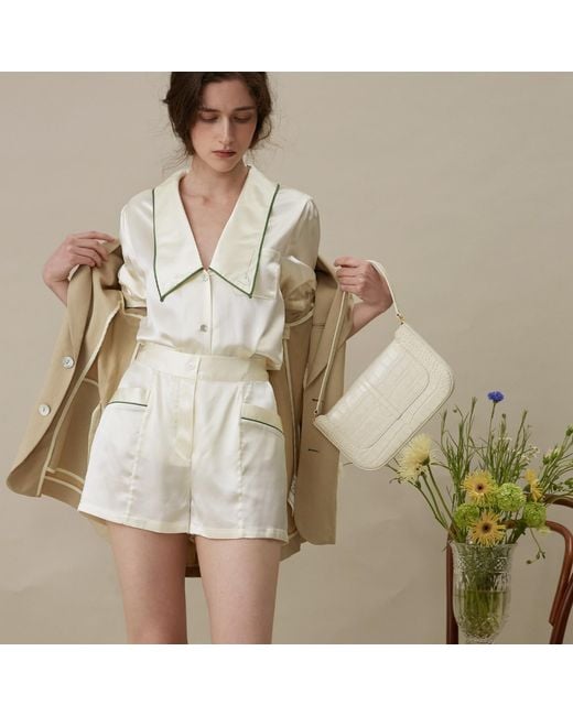 NOT JUST PAJAMA White French Style Short Set