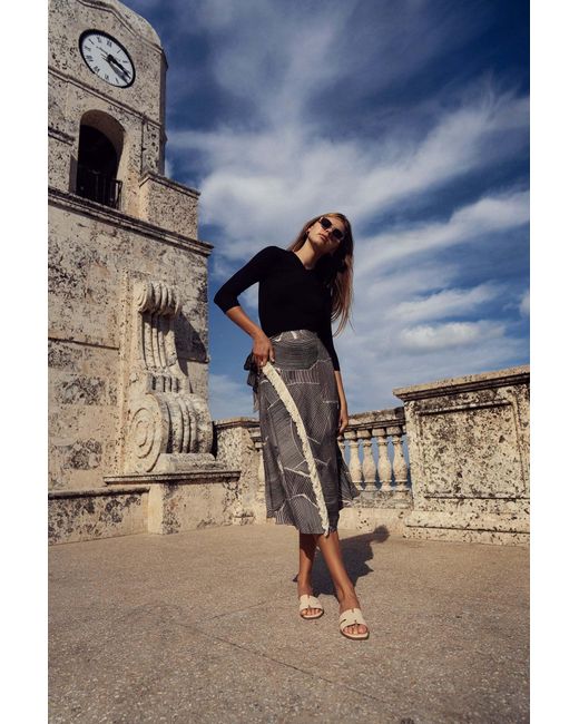 Profile Nyc Gray Faux Wrap Fringe Skirt