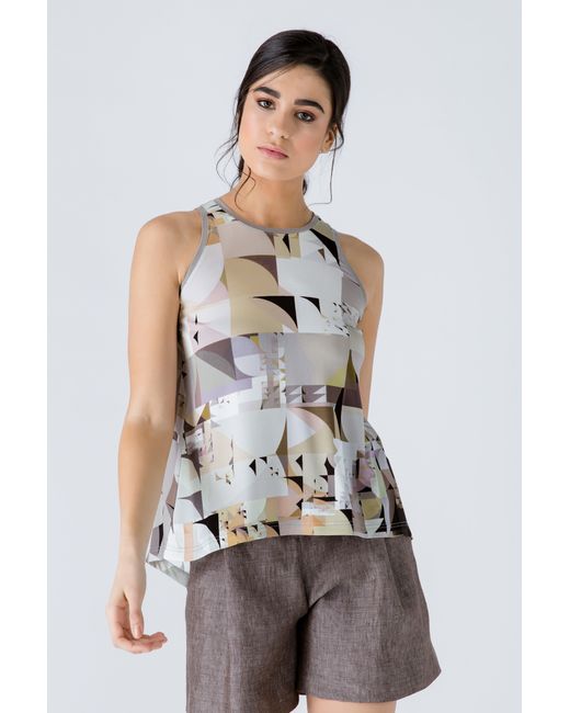 Conquista White Print Halter Neckline Top