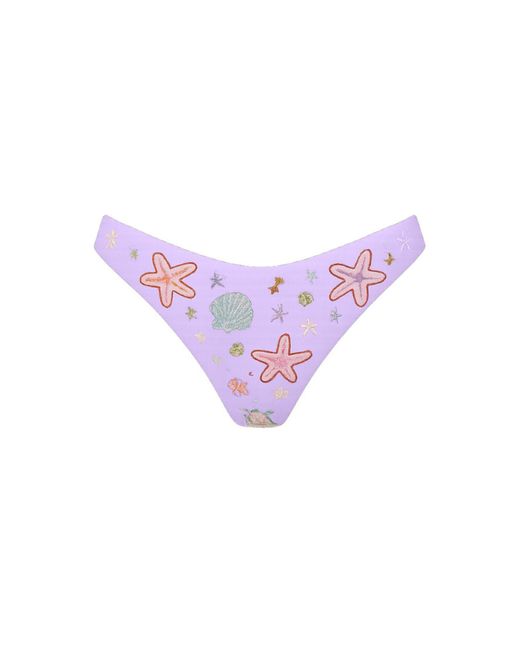Oceanus Purple Quinn Embellished Slip On Bikini Bottoms