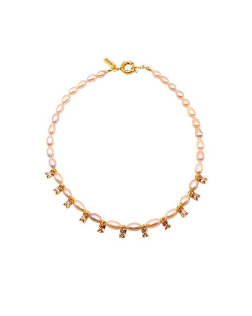 The Bulums Metallic Rose The Palais Signature Pearl Baguette Crystal Necklace