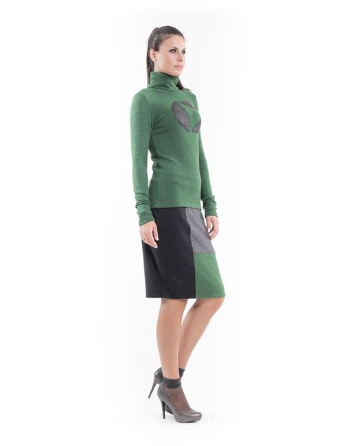 Conquista Green Applique Detail Polo Neck Top