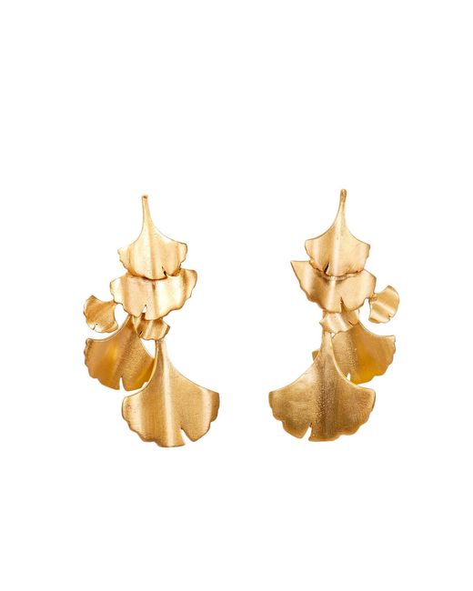 Christina Greene Metallic Ginkgo Chandelier Earrings