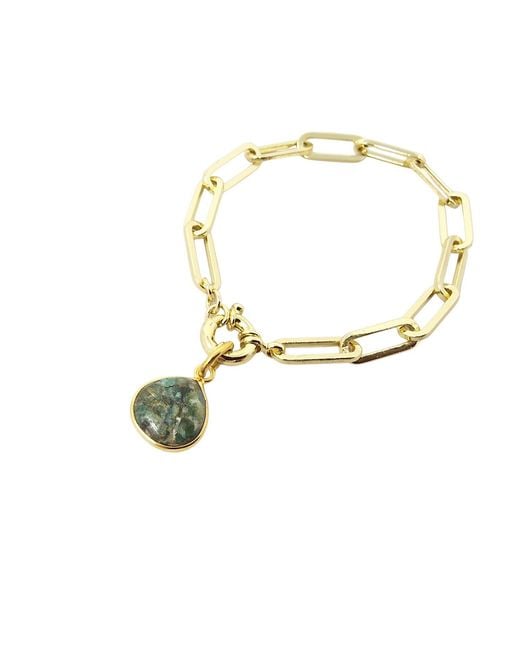 Harfi Metallic Plated Emerald May Birthstone Gemstone Crystal Bracelet