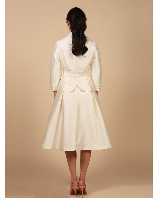 Santinni Natural 'Audrey' 100% Wool & Silk Dress Coat