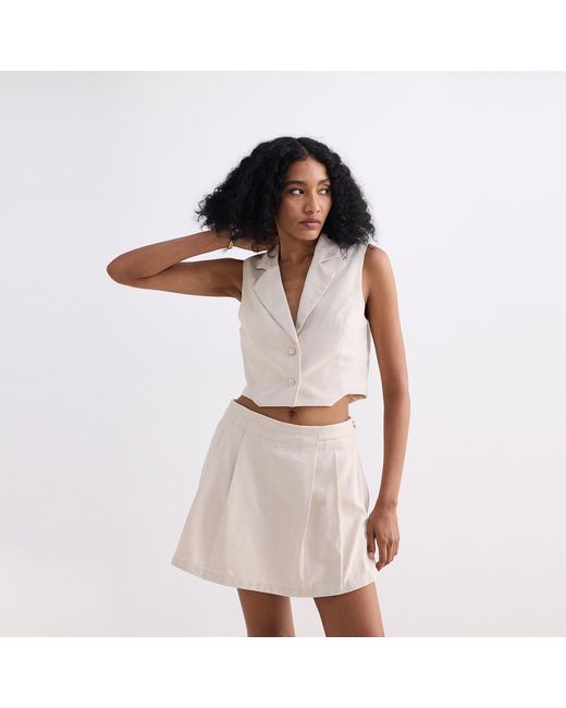 REISTOR Pink Cropped Cotton Tweed Vest